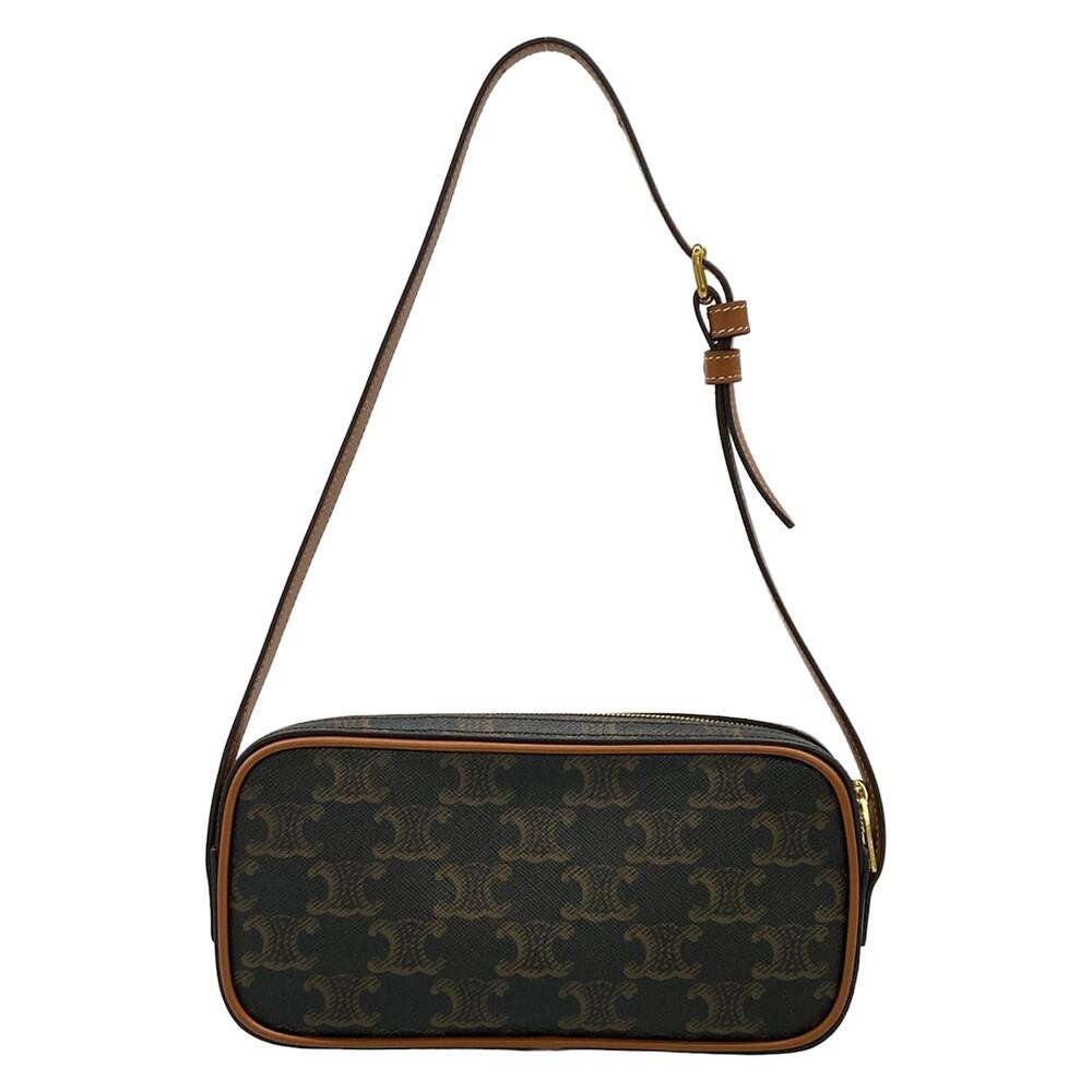 Celine Cuir Trionf mini camera Shoulder Bag 10J582EGP.04LU Black Brown Triomphe - Picture 3 of 15